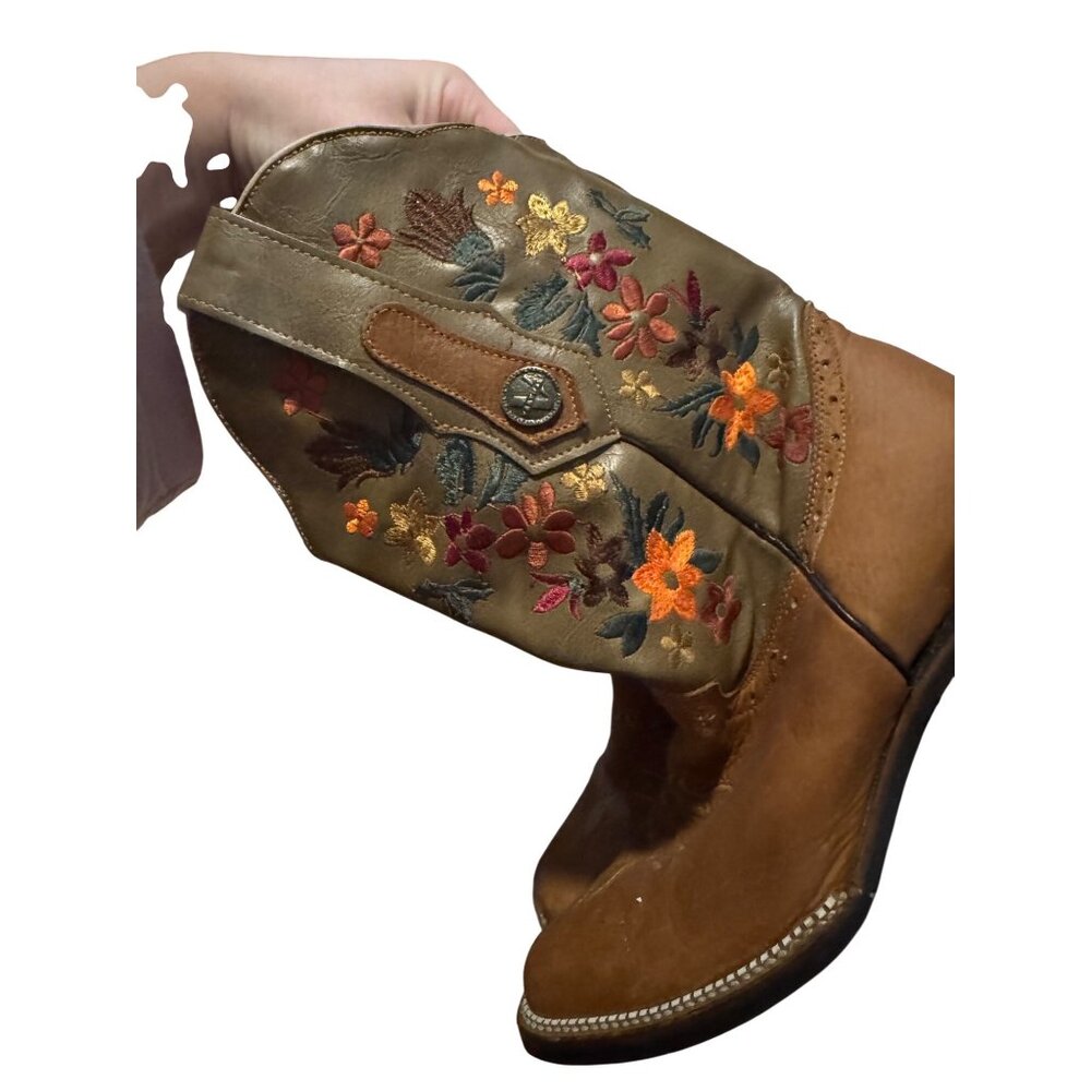Verthali Cowboy Western Boot Womens Floral Embroidered Size 6.5 Square Toe - Picture 5 of 10